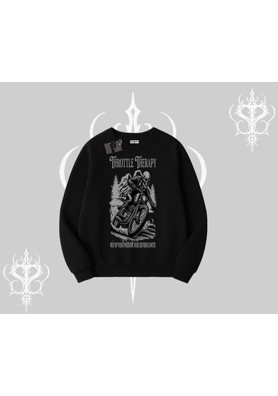 Startmore Biskilet Sweatshirt Throttle Therapy No Brakes Just Freedom Siyah