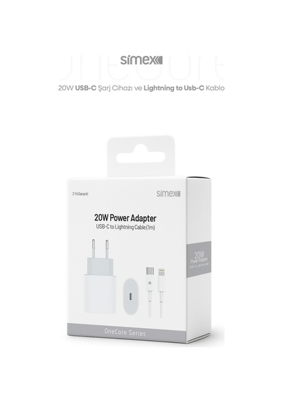 Simex İphone X-11-12-13-14 Serileri İpad & Airpods İle Uyumlu Usb-c 20w Hızlı Şarj Seti Ce Belgeli Sps-15