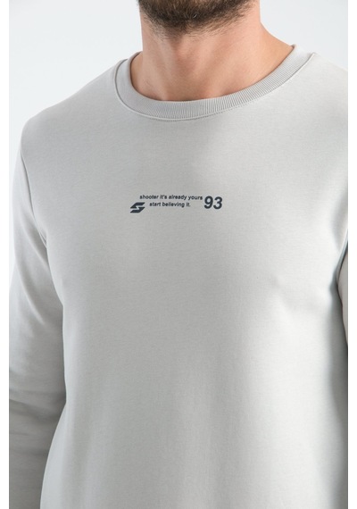 Shooter Sportwear Shooter Erkek Üç İplik Sweatshirt Regular Fit Pamuklu Bisiklet Yaka Günlük Spor Basic Taş