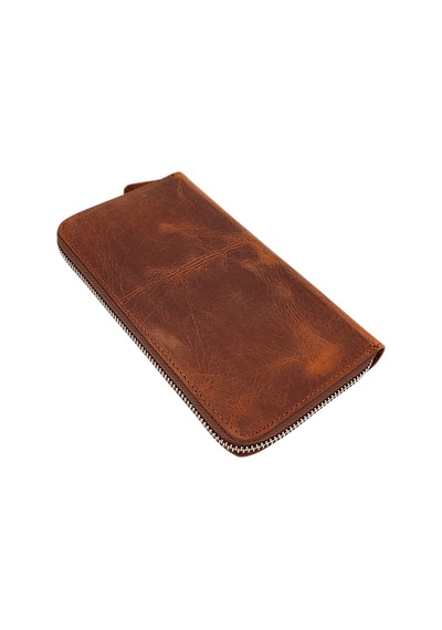 Westpolo Hakiki Eskitme Deri Telefon, Kağıt Para, Bozuk Para Ve Kart Bölmeli Unisex Cüzdan - G2 Taba Taba