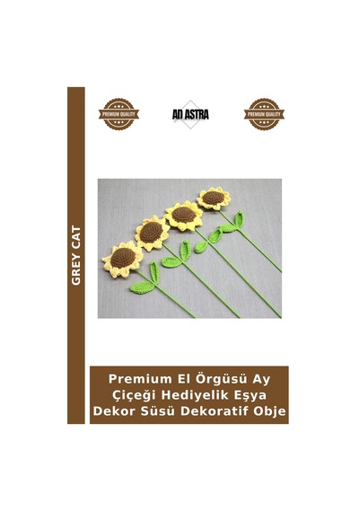Premium El Örgüsü Ay Çiçeği Hediyelik Eşya Dekor Süsü Dekoratif Obje Çok Renkli
