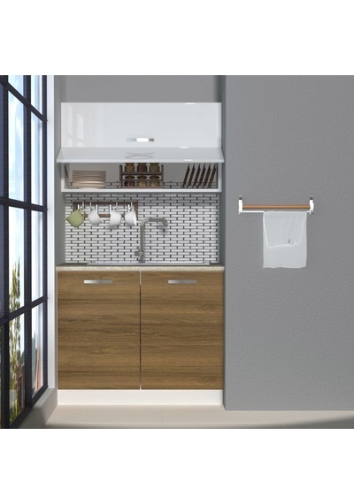 Decoraktiv Mini 100y Mdf Hazır Mutfak Dolabı - Tezgah Dahil - Pera Beyaz Beyaz - Meşe Decoraktiv Mini 100y Mdf Hazır Mutfak Dolabı - Tezgah Dahil - Pera Beyaz Beyaz - Meşe