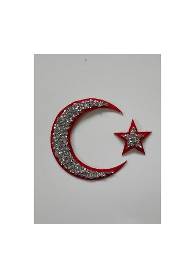 Taşlı Ütülenebilen Veya Sticker Olarak Kullanılabilen Ay Ve Yıldız Türk Bayrağı Modeli