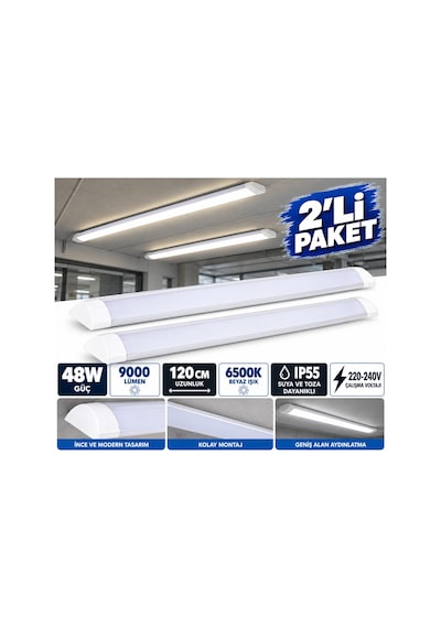 2'li Paket 48w Led Bant Armatür 120 Cm 6500k Beyaz Işık 5800 Lümen Ip55 Yatay Tavan Aydınlatma 1 2'li Paket 48w Led Bant Armatür 120 Cm 6500k Beyaz Işık 5800 Lümen Ip55 Yatay Tavan Aydınlatm - 939336041 Diğer 2'li Paket 48w Led Bant Armatür 120 Cm 6500k Beyaz Işık 5800 Lümen Ip55 Yatay Tavan Aydınlatma 1 2'li Paket 48w Led Bant Armatür 120 Cm 6500k Beyaz Işık 5800 Lümen Ip55 Yatay Tavan Aydınlatm - 939336041 Diğer