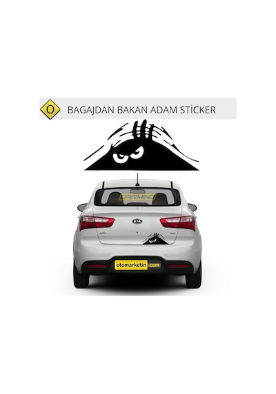Bagajdan Bakan Sinirli Adam Sticker (17Cm-Siyah)