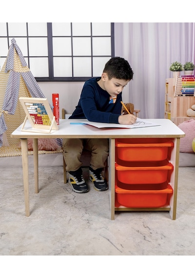 3 Çekmeceli Oyun, Aktivite, Etkinlik Masası, Beyaz-pembe, Mdf Beyaz - Pembe