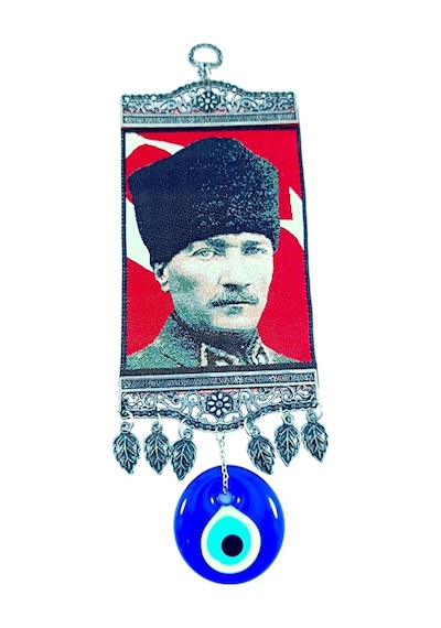 Büyük Mustafa Kemal Atatürk Resimli Cam Nazar Boncuğu Duvar Dekor