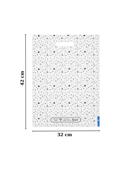 Güçlendirilmiş El Geçmeli Takviyeli Mağaza Poşeti Elit Yıldız Desen Baskı No 3 32 X 42 Cm 50 Adet
