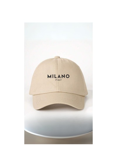 Caxis Milano İtaly Baskılı Spor Şapka Unisex 56-60 Cm Ölçülere Kadar Ayarlanabilir Çırtlı Bej
