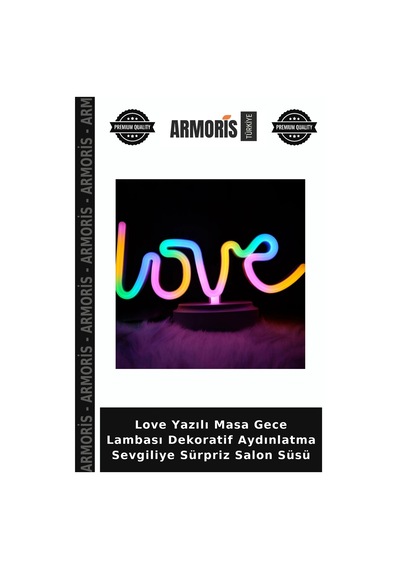 Love Yazılı Masa Gece Lambası Dekoratif Aydınlatma Sevgiliye Sürpriz Salon Süsü Çok Renkli