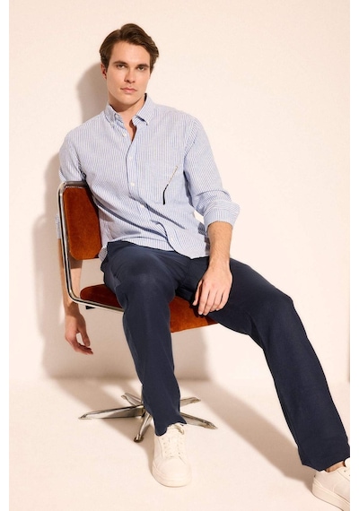 Defacto %100 Keten Relax Fit Pantolon G1395ax26smnv106 Lacivert-nv106