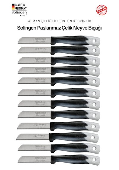 Solingen Ritter Profesyonel Siyah Renk Geçişli Meyve&sebze Bıçağı 12'li Set & Ultra Keskin Tırtıklı Ağız, Paslanmaz Çelik