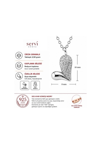 Servi 925 Ayar Gümüş Love Drop Kolye-4