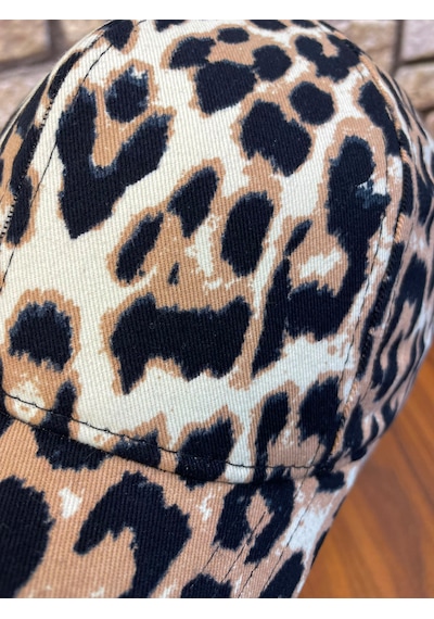 Hamze Leopar Desenli Pamuklu Gabardin Cap Şapka