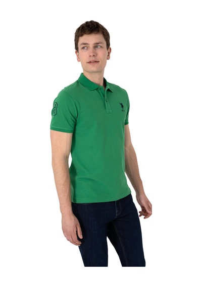 U.S. Polo Assn. Erkek Slim Fit Polo Yaka Basic Tişört Yeşil