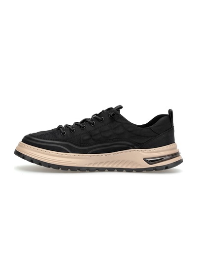 Voyager E146t Erkek Hakiki Deri Klasik Sneaker Siyah Siyah