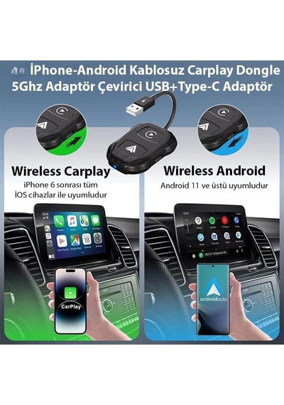 Tr Auto Car Play Ve Apple Car Play Dönüştürücü Carplay Dongle Kablosuz Apple Car Play Çevirici