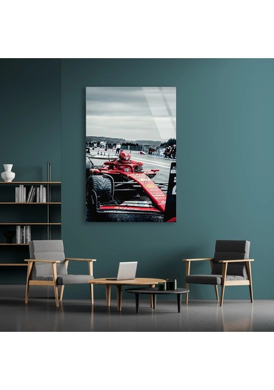 Ferrari Pit Yolu F1 Cam Tablo Formula 1 Duvar Dekoru 70x110 Cm