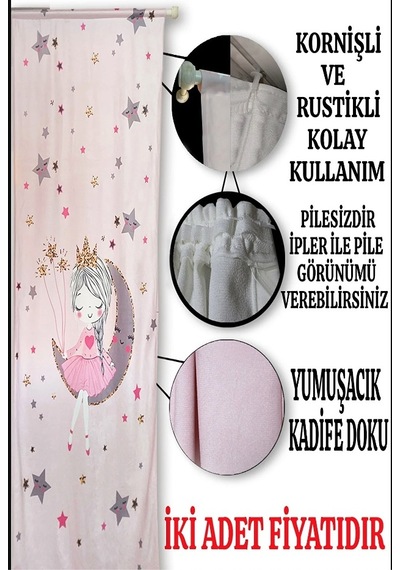 Sevimli Deniz Kızı Çocuk Odası Fon Perde