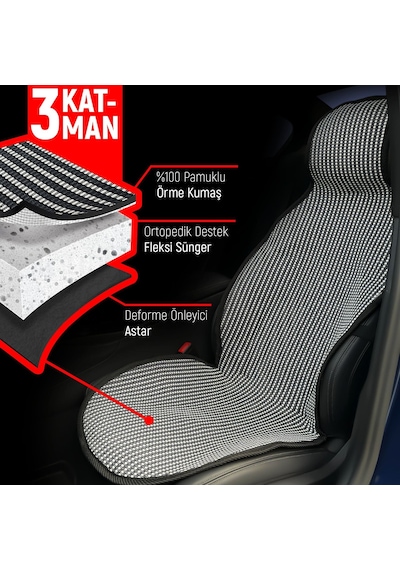 Peugeot 3008 Uyumlu Koltuk Kılıfı Minder Çizgili Füme Beyaz 2+1 Ön Arka Set