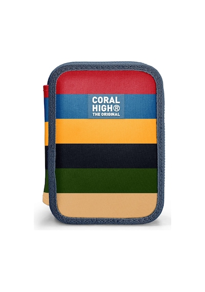 Coral High Erkek Çocuk Çok Renkli Çizgi Desenli Katlı Organizer Kalemlik Kalem Kutusu 31103 Sarı - Siyah