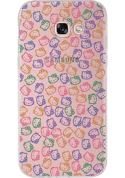 Samsung Galaxy A5 2017 Uyumlu Kapak Hello Kitty Tasarımlı Şeffaf Silikon Kılıf Şeffaf