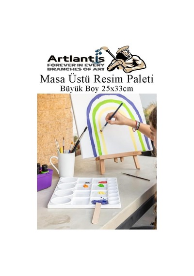 Artlantis Masa Üstü Resim Paleti 1 Adet 20 Hazneli Boya Paleti 25x33 Cm Sanatsal Boyalar İçin Büyük Palet Akrilik