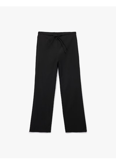Koton Beli Bağcıklı Düz Bol Paça Pantolon Siyah 6wak40197pw Siyah