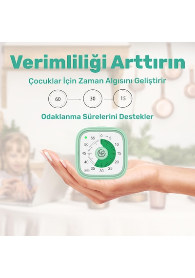 NPO Mutfak,Ders,Yemek için 60dk Analog Alarm Zamanlayıcı,Pomodoro Öğrenci  Motivasyon Saati