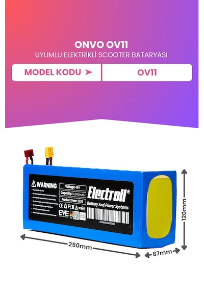 Onvo Ov11 Batarya Ultra Yüksek Kapasite 48v 14.000mah Pil