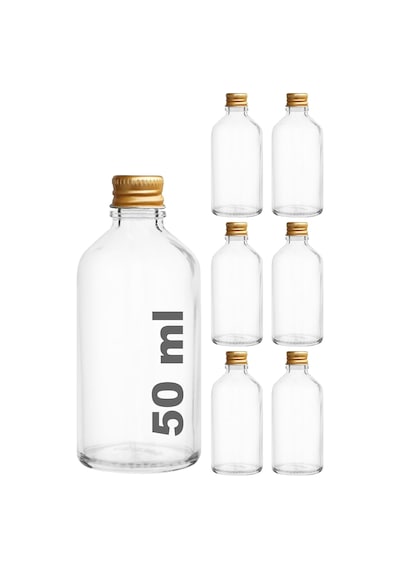 Lexroo 50 Cc Gold Metal Kapaklı Hediyelik Shot Şişesi 50 Ml Kolonya Koku Süs Küçük Şeffaf Cam Şişe