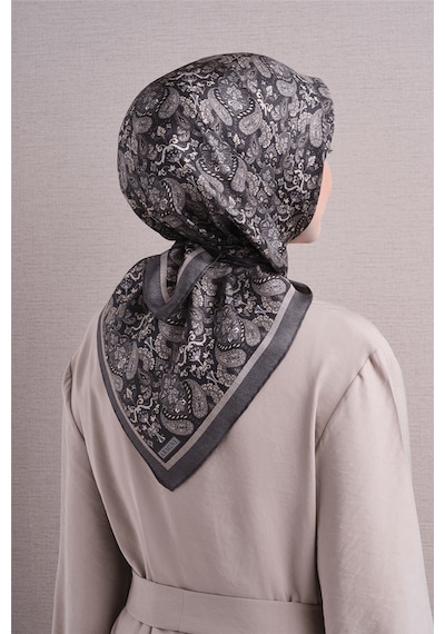 Armine İpek Eşarp 2027 Kış - 9609-84 Füme Gri Sura