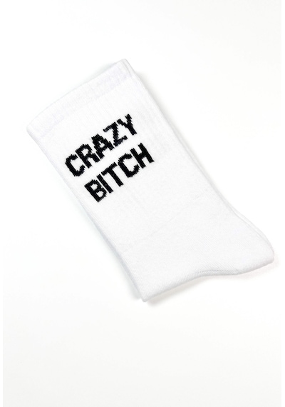Carnaval Socks Crazy B.itch Yazılı Unisex Beyaz Tenis Çorap Beyaz