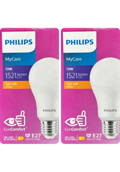 2 Adet Philips 13w Sarı Işık E27 Duylu Kalın Duy Led Ampul