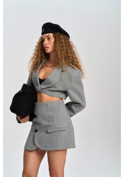 Mai Studios Co. Mai Collection Elegant Gri Ceket-etek Takım Gri