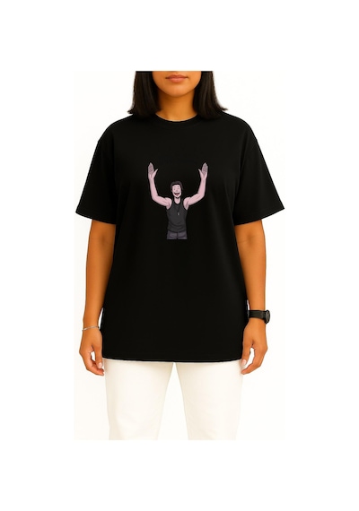 Bahriyeli Collection Oversize O Mal Yaptıysa Bende Yaparım Motivasyon Göğüs Tasarımlı Unisex T-shirt Siyah