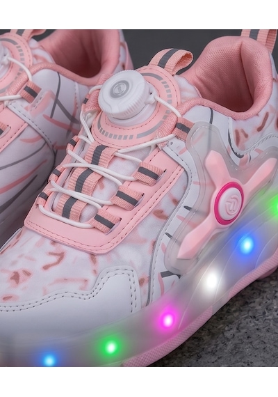 2256-n-drops Led Işıklı Çift Tekerlekli Akıllı Bağcıklı Unisex Çocuk Patenli Ayakkabı Beyaz - Pembe 2256-n-drops Led Işıklı Çift Tekerlekli Akıllı Bağcıklı Unisex Çocuk Patenli Ayakkabı Beyaz - Pembe