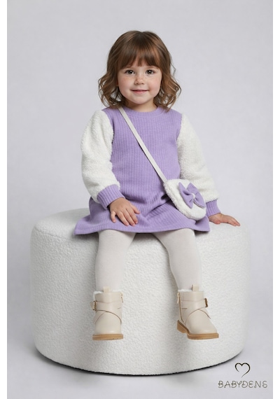Babyden's Bayramlık Şık Ve Rahat Kız Bebek Elbise Çantalı Yumuşak Peluş Kollu Kışlık Çocuk Kombini Lila Babyden's Bayramlık Şık Ve Rahat Kız Bebek Elbise Çantalı Yumuşak Peluş Kollu Kışlık Çocuk Kombini Lila