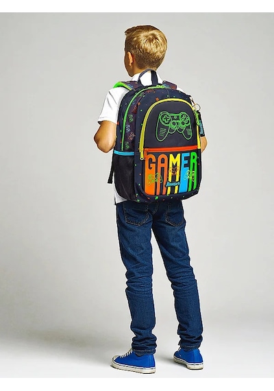 Minosso Gamer Desenli Erkek Çocuk İlkokul Sırt Çantası 1009 Çok Renkli