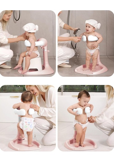 Sunup Sn-29260 Pembe Bebek Banyo Yardımcısı Boy Ayarlı Ve Ayaklı Yıkama Standı Bebek Duş Tutucu Tutacağı Diğer