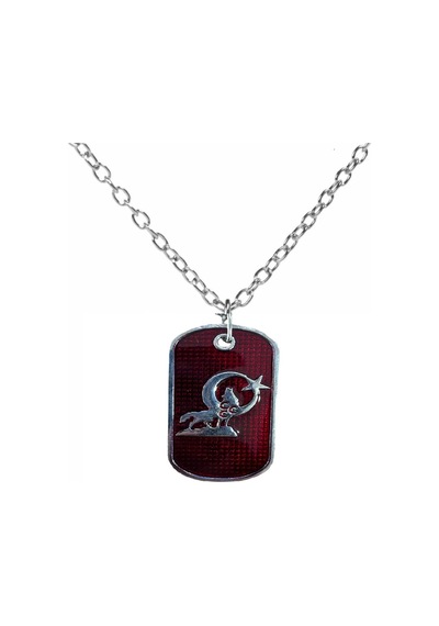 Bozkurt Temalı Metal Künye Kırmızı Renk Unisex Kolye Çok renkli