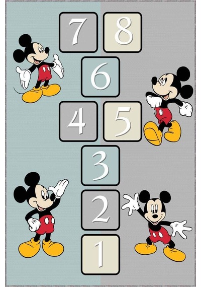 Turkuaz Kaymaz Tabanlı Yıkanır Miki Mouse Çocuk Halısı Ar791n11