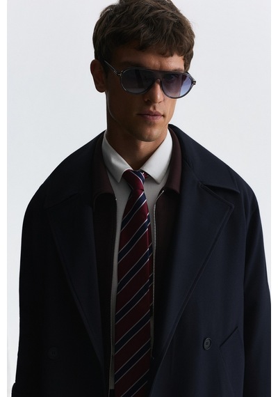 Antioch Uzun Relaxed Fit Trençkot Lacivert