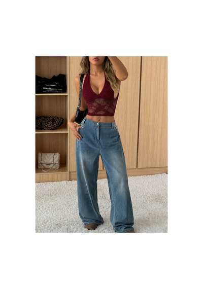 Meren Like Your Style Dantel Detaylı Crop Atlet Halter Yaka Yazlık Şık Üst Bluz Bordo