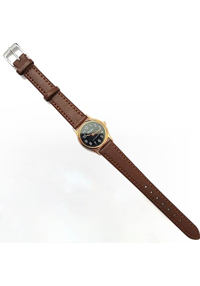 Retro Kadın Deri Kol Saati, Minimal Tasarım, Rose Gold Renk, Vintage Tasarım, Kahverengi Siyah Altın