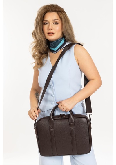 Mussen Hakiki Deri Organizer Macbook Laptop Evrak Çantası 13" & 14" İnç Kahve Naturel