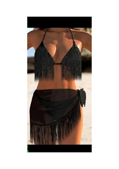 Nisanurtekstil 3'lü Bikini Takımı Siyah Siyah