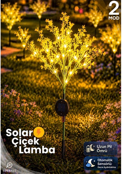 Dekoratif Çiçek Görünümlü Solar Led Lamba Güneş Enerjilli Su Geçirmez Bahçe Aydınlatma Diğer