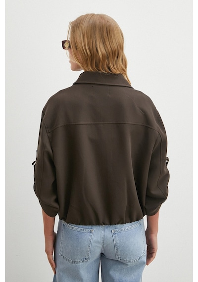 Never More Kolu Ayarlanabilir Bomber Ceket Kahve
