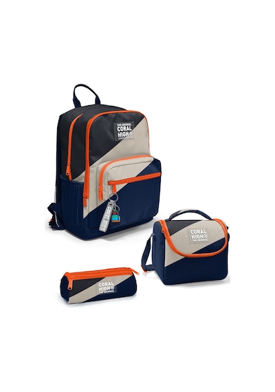 Coral High Lacivert Koyu Gri Bej Renkli 3 Lü Okul Çanta Seti Set0123693 Bej - Lacivert